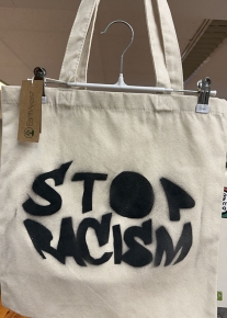 Bolsa algod�n org�nico 300g. STOP RACISM serigrafiada