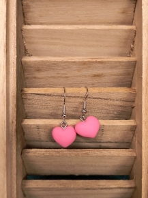 Pendientes corazn rosa