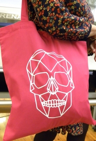 Bolsa algodn Calavera fucsia